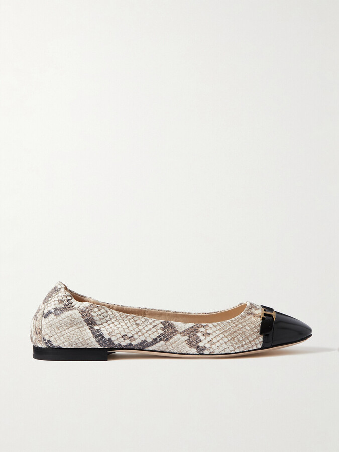 Tod's Embellished Snake-effect Leather Ballet Flats - Animal print