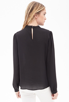 Thumbnail for your product : Forever 21 Lace Trim Chiffon Blouse