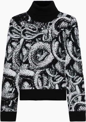 Just Cavalli Metallic Jacquard-knit Turtleneck Sweater