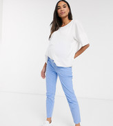 Thumbnail for your product : ASOS Maternity DESIGN Maternity high rise farleigh 'slim' mom jeans slim mom in cornflower blue cord