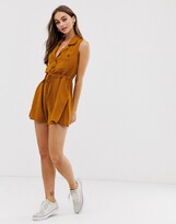Thumbnail for your product : ASOS DESIGN button front pocket sleeveless utility playsuit