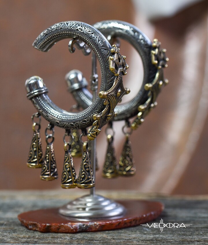 Etsy Hand-Forged Brass Crescent Ear Weights Tassel Dangle | 00 Gauge