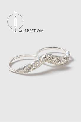 Topshop House of Freedom Leaf Double Ring