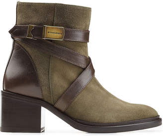 DSQUARED2 Suede Ankle Boots with Contrast Leather Straps