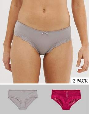 Dorina Ida 2 pack hipster brief in red and grey