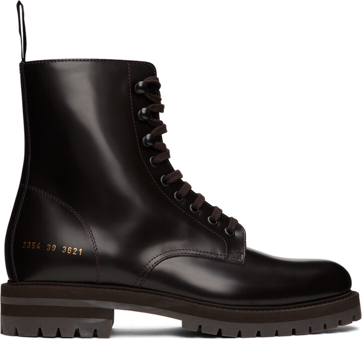 Common Projects Brown Leather Combat Boots ShopStyle