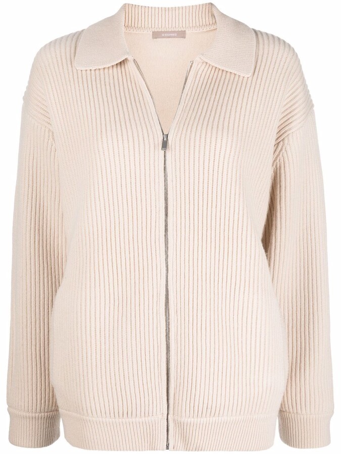 Womens Ribbed Sleeve Zip Front Cardigan | Shop the world's largest 