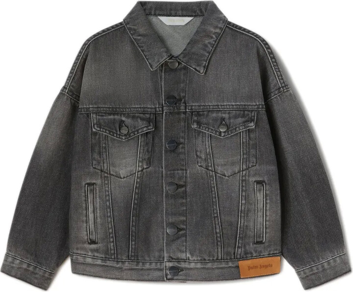 Palm Angels Kids Flames washed denim jacket