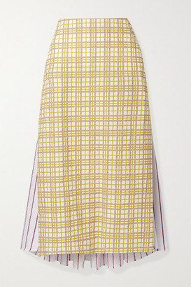 Rosie Assoulin Party In The Back Paneled Cotton-seersucker Midi Skirt