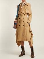 Thumbnail for your product : Chloé Pleated Hem Wool Gabardine Trench Coat - Womens - Light Brown