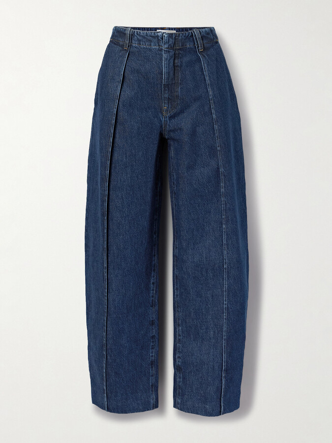 Frame The Bowed Trouser Mid-rise Barrel-leg Jeans - Blue