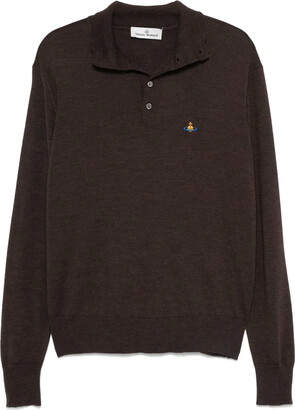 Vivienne Westwood Orb-Embroidered Knitted Polo Shirt - ShopStyle