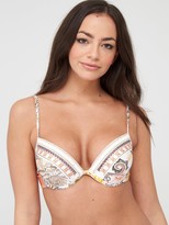 Thumbnail for your product : River Island Paisley Embellished Plunge Bikini Top - Cream