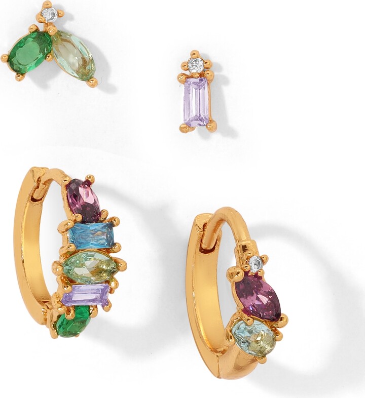 Girls Crew Crystal Multi-Color Flora and Fauna Stud Earring Set