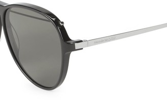 Alexander McQueen 61MM Unisex Brow Bar Aviator Sunglasses