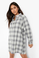 Thumbnail for your product : boohoo Raglan Sleeve Oversized Flannel Shirt Dress