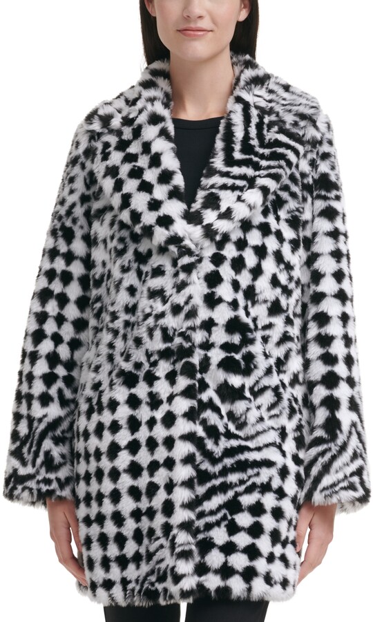 DKNY Printed Faux-Fur Coat - ShopStyle