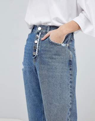 ASOS Design Relaxed Boyfriend Jeans In Mid Wash Blue