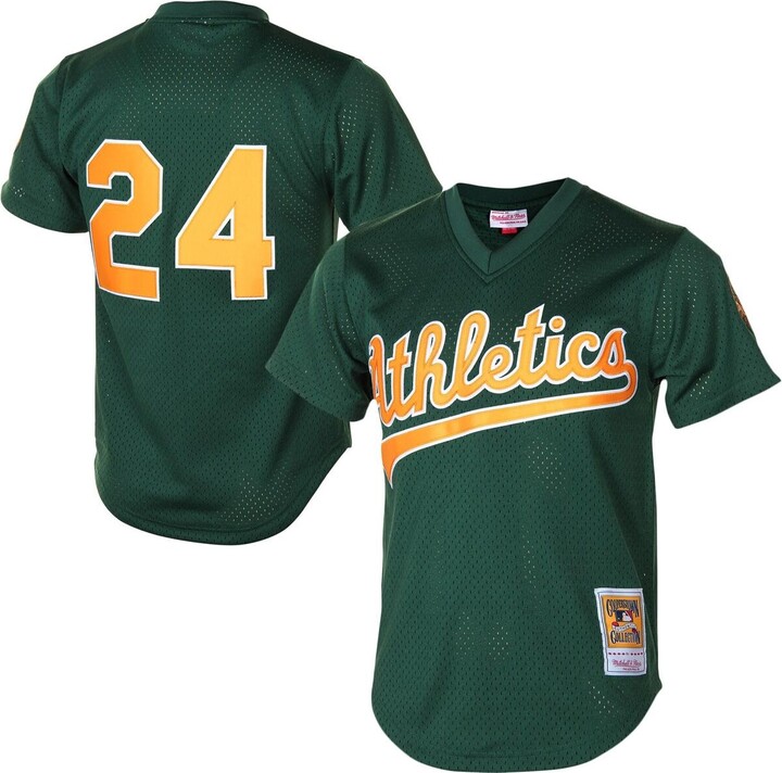 Mitchell & Ness Men's Rickey Henderson Green Oakland Athletics 1998 Cooperstown Mesh Batting Practice Jersey