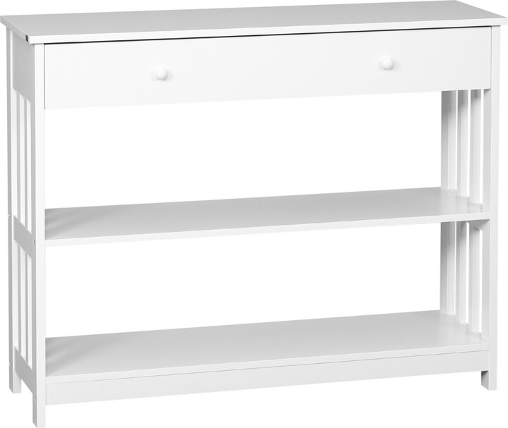 Console Hallway Table with Extra Wide Pull Out Drawer, 2 Open
