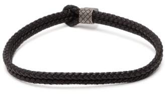 Bottega Veneta Double Intrecciato Leather Bracelet - Mens - Black