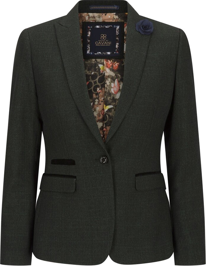 Truclothing Ladies Tweed Green Check Blazer Wool Classic Hunting Jacket