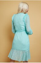 Thumbnail for your product : Little Mistress Sorina Aqua Textured Pattern Mini Wrap Dress