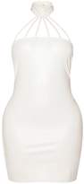 Thumbnail for your product : PrettyLittleThing Shape Black PU Halterneck Cut Out Detail Bodycon Dress