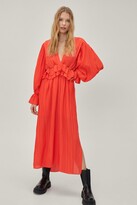 Thumbnail for your product : Nasty Gal Womens Ruffle Plunging Pleated Maxi Dress