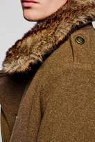 Thumbnail for your product : boohoo Military Overcoat with Detachable Faux Fur Collar