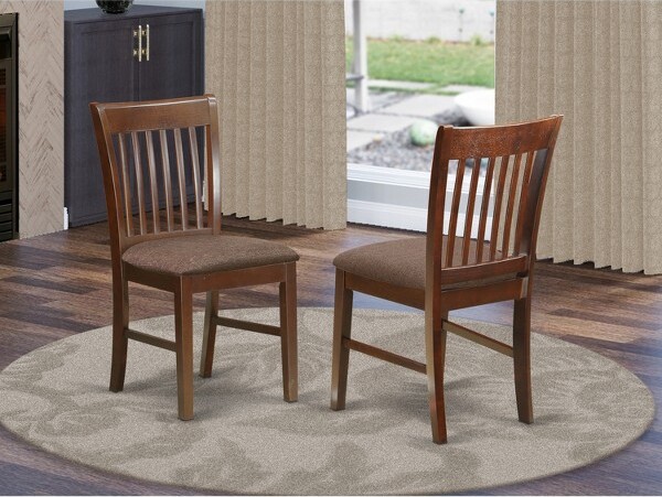 HomeStockNorfolkDiningChairsLinenFabricWoodChairsSetof2OakFinish