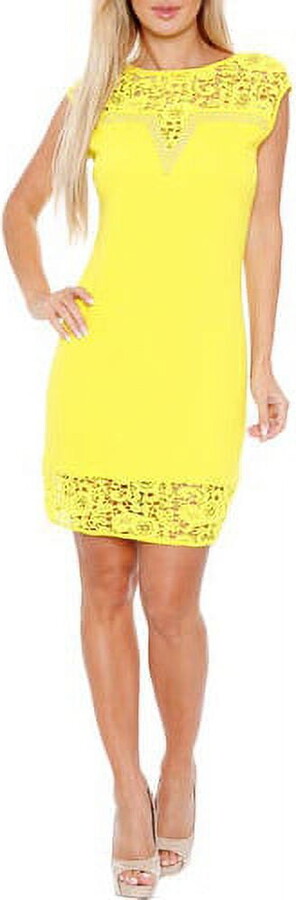 White Mark Fashion Women’s Women’s Lace Trim Mini Dress