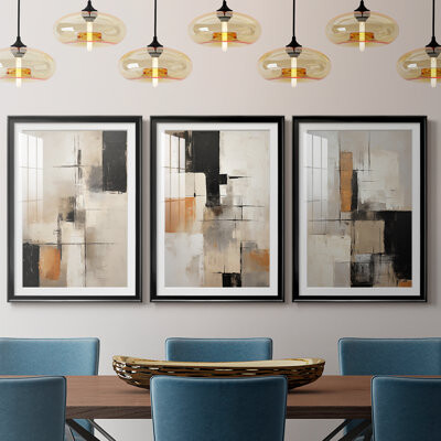 Hokku Designs ABSTRACT Series CCCLXIV -Custom Framed Premium Print W Matt - 3 Pieces