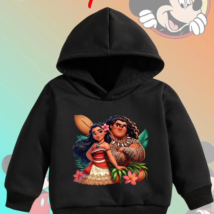 Miniso/Name Excellence Superior Products 2025 Fall Disney Moana and Maui Printed Children & apos;s Hoodies Warm and Stylish Suitable for Boys and Girls