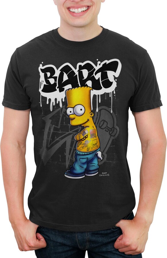 Men's The Simpsons Bart Tattoo Brick Paint Graphic T-Shirt