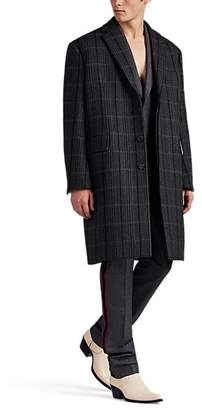 Calvin Klein Men's Checked Wool Oversized Overcoat - Gray