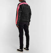 Thumbnail for your product : Amiri Oversized Striped Paint-splattered Denim Jacket - Black