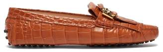 Tod's Gommini Crocodile Effect Leather Loafers - Womens - Tan