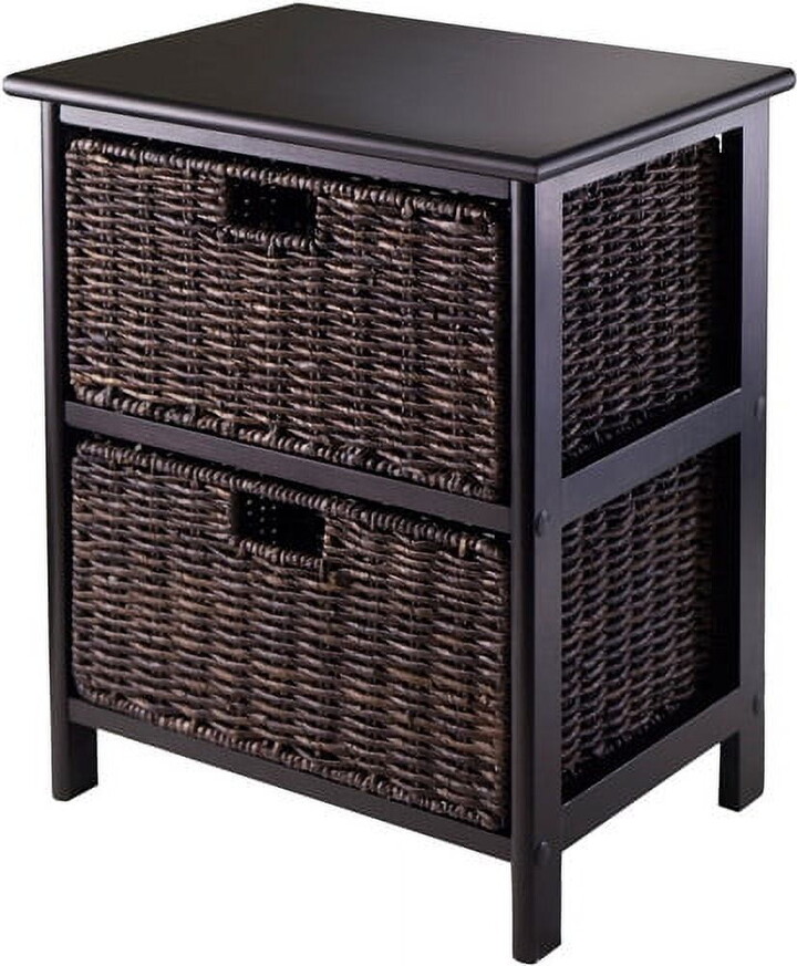 Winsome Omaha Storage Rack, 2 Chocolate Baskets, Black Finish