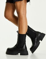 Thumbnail for your product : Topshop Ace leather chunky Chelsea boots in black