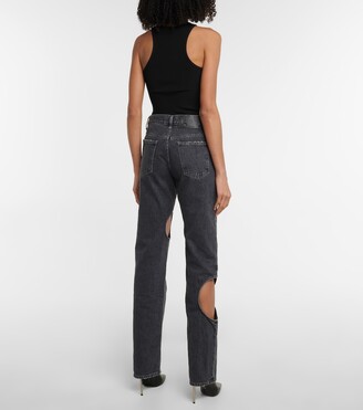 Off-White Cutout high-rise straight jeans