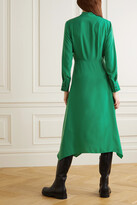 Thumbnail for your product : Cefinn Aurora Button And Tie-detailed Woven Midi Dress - Emerald