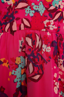 Saloni Pia Gathered Floral-print Silk Crepe De Chine Mini Dress