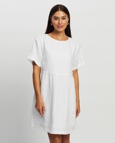 Thumbnail for your product : White By FTL Women's White T-Shirt Dresses - Zavi Linen Dress