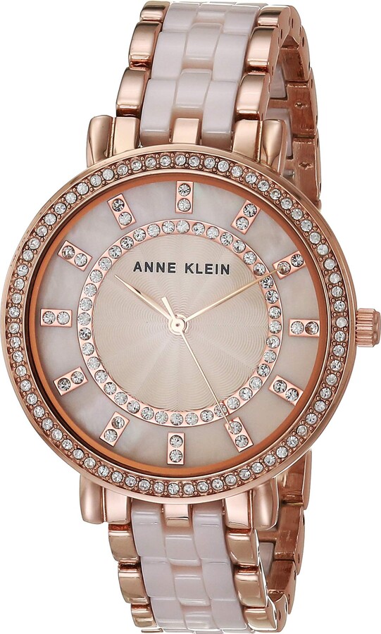Anne Klein Women's Premium Crystal Accented Ceramic Bracelet Watch