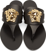 Thumbnail for your product : Versace Black Leather Medusa Sandals
