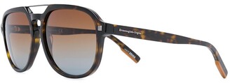 Ermenegildo Zegna Double-Bridge Oversized Sunglasses