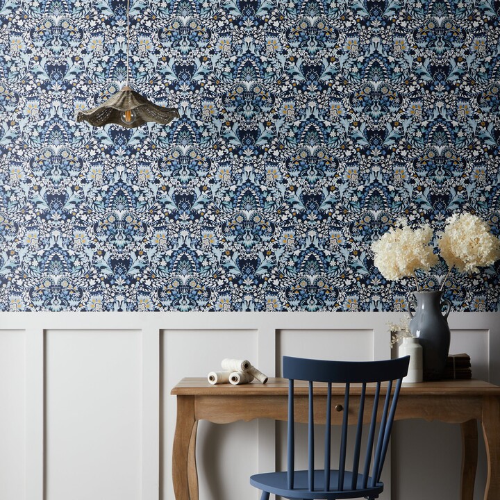 Dunelm Hardwick Blue Wallpaper Blue/Yellow ShopStyle