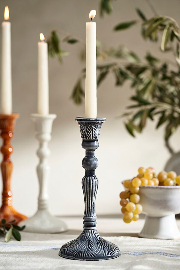 terrain Textured Enamel Taper Holder, Medium