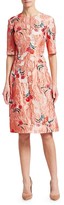 Thumbnail for your product : Lela Rose Holly Elbow-Sleeve Floral A-Line Dress